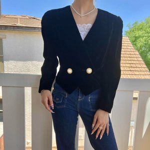Velvet Cropped Blazer Jacket